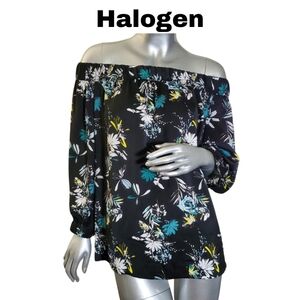 Halogen Off-the-Shoulder Floral Top - Size Large, 3/4 Sleeves